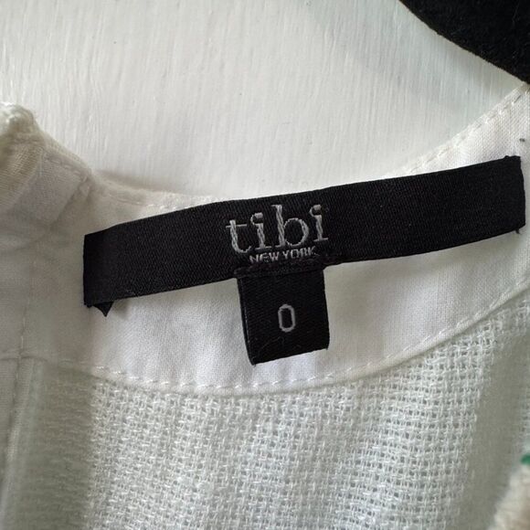 Tibi Green White Ecru Striped Cotton Blend Dress, Size 0 - Picture 10 of 10